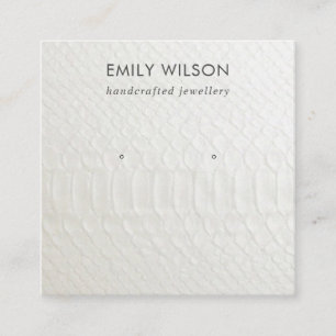 WHITE LEATHER TEXTURE STUD EARRING DISPLAY CARD
