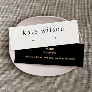 White Leather Texture  Stud Earring Display Card