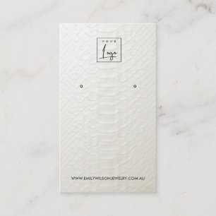WHITE LEATHER TEXTURE STUD EARRING DISPLAY CARD
