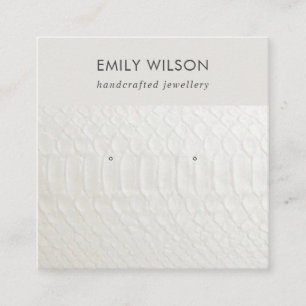 WHITE LEATHER TEXTURE STUD EARRING DISPLAY CARD