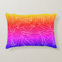 white leaves forest on rainbow background pillow