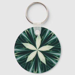 White Leaves In A Green Forest Kaleidoscope Key Ring
