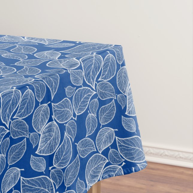 White Leaves on Blue Tablecloth (In Situ)