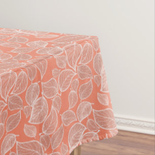 White Leaves on Orange Tablecloth