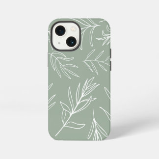White Leaves On Sage Green Case-Mate iPhone Case