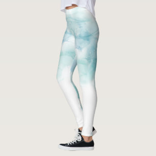White leggings feature a soft watercolor design 
