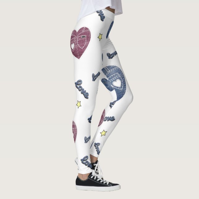 White Leggings with Hearts of Blue Jeans (Right)