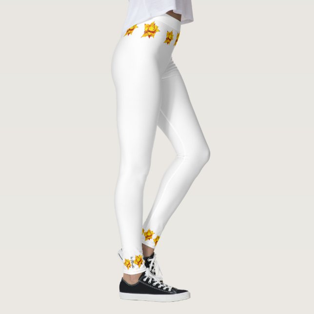 White Leggings with yellow floral design (Right)