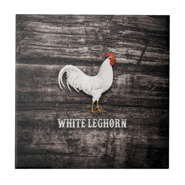 White Leghorn Chicken Tile (Front)