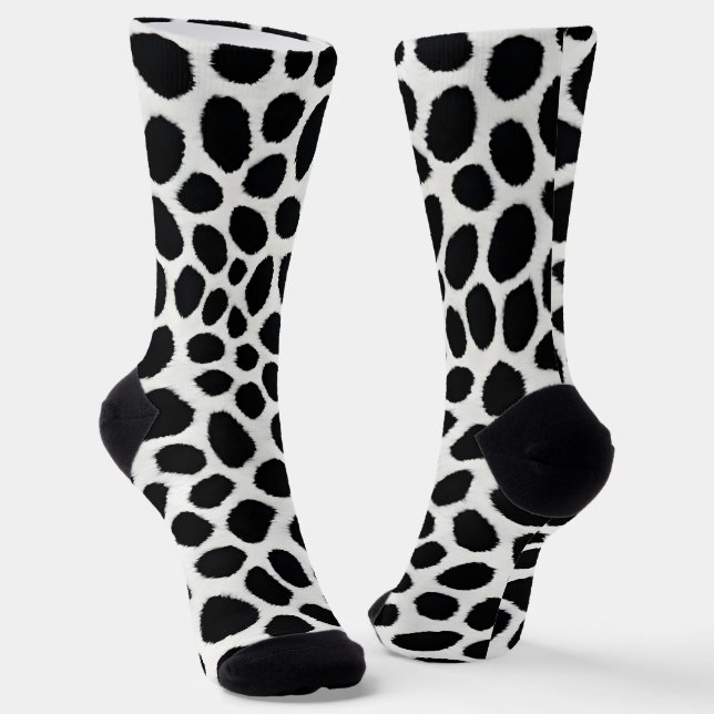White Leopard Elegant Trendy Luxury Collection Socks (Angled)