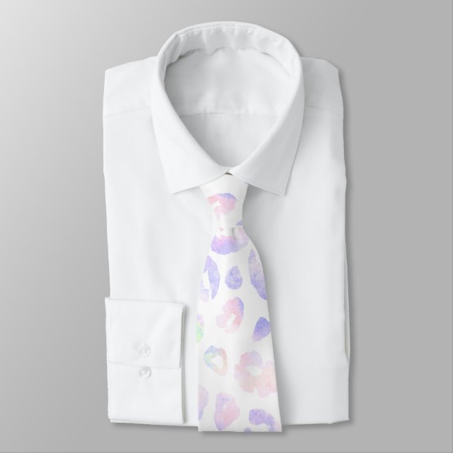White Leopard Pattern Tie (Tied)