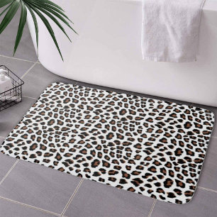 White Leopard Print Bath Mat