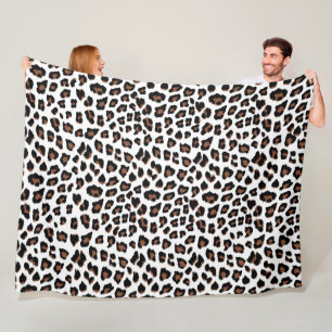 White Leopard Print Fleece Blanket