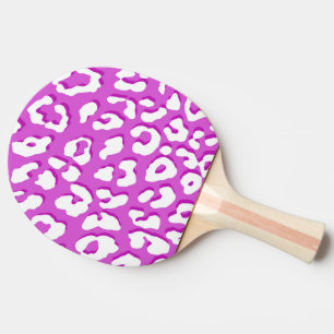 White Leopard Print Lavender Ping Pong Paddle