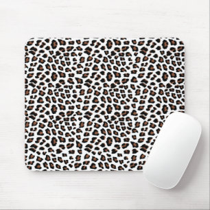 White Leopard Print Mouse Mat