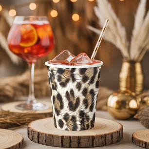 White Leopard Print Safari Party Supplies ID1157 Paper Cups