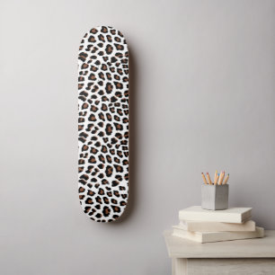 White Leopard Print Skateboard