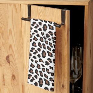 White Leopard Print Tea Towel