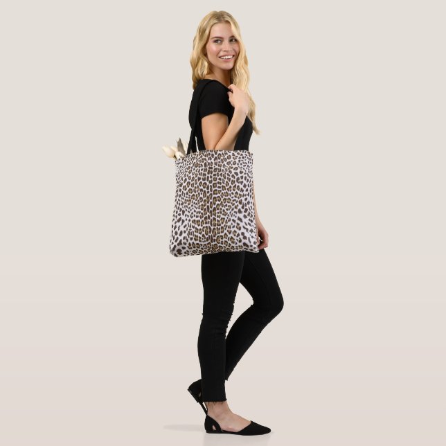 White Leopard Skin Tote Bag (On Model)