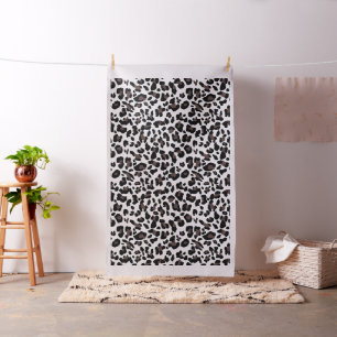 White leopard spots, black and brown animal fur fabric