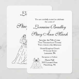 White Lesbian Wedding Invitatioin Invitation