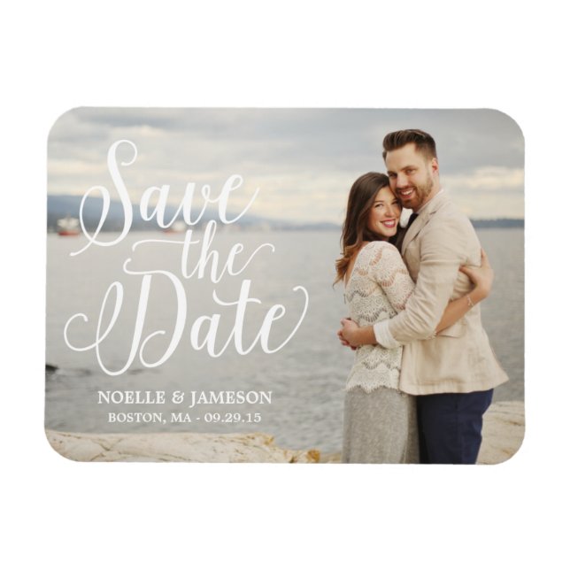 White Lettered Overlay | Save the Date Magnet (Horizontal)