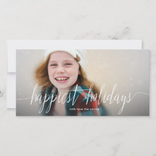 White Lettering Happiest Holidays Photo Card