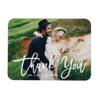 White Lettering Modern Photo Wedding Thank You