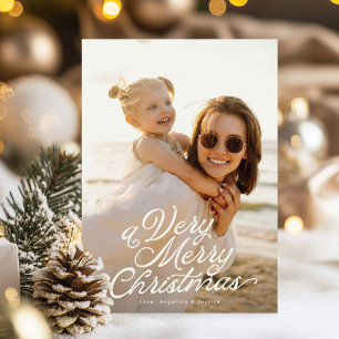 White Lettering Overlay A Very Merry Photo  Holiday Card