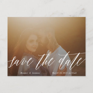 White Lettering Overlay Save the Date Photo Card
