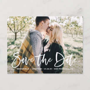 White Lettering Photo Save the Date Postcard