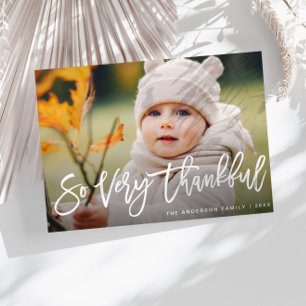 white lettering thanksgiving photo postcard