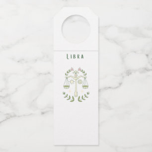 white Libra, zodiac, star sign Bottle Tag