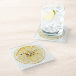 White Life Gives You Lemons Quote Glass Coaster