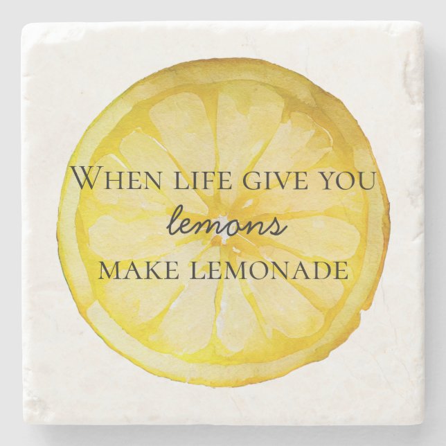 White Life Gives You Lemons Quote Stone Coaster (Front)