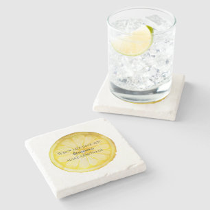 White Life Gives You Lemons Quote Stone Coaster