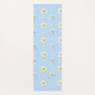 White & light blue Daisy Pattern Yoga Mat