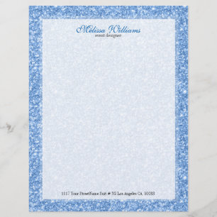 White & Light Blue Glitter Texture Letterhead