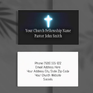 White Light Cross Christian Church Illuminated Business Card