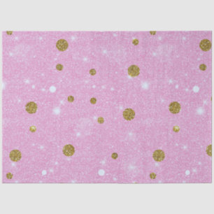 White Light Gold Pink Glitter Polka Dots Christmas Tissue Paper