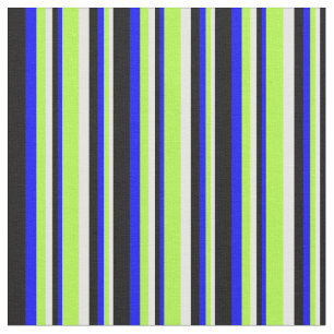 White, Light Green, Blue, and Black Coloured Lines Fabric