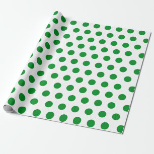 White & Light Green Medium Polka Dot Christmas Wrapping Paper