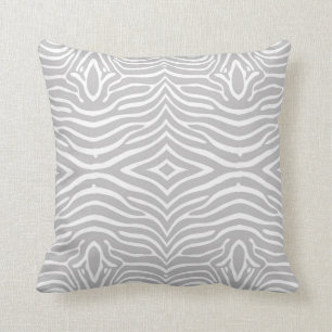 White & Light Grey Classic Zebra Pattern Cushion