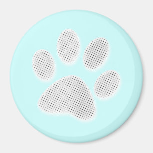 White/Light Grey Halftone Paw Print Magnet