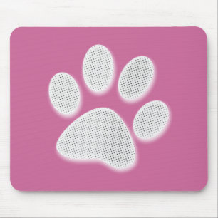 White/Light Grey Halftone Paw Print Mouse Mat