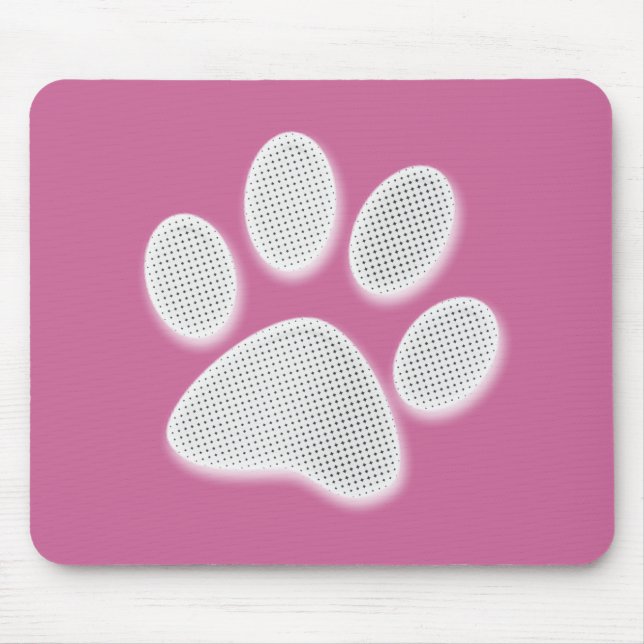 White/Light Grey Halftone Paw Print Mouse Mat (Front)