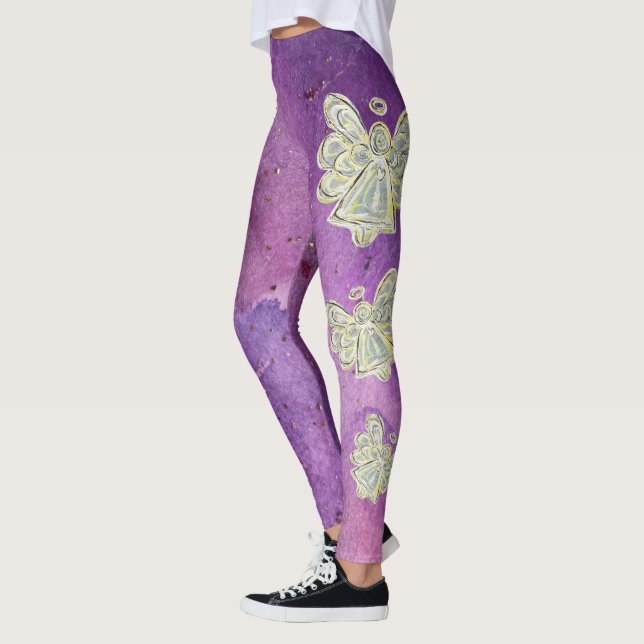 White Light Guardian Angel Spirit Art Leggings (Left)