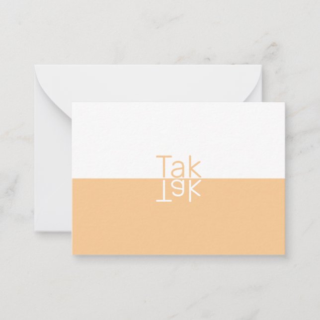 White & Light Orange Modern Danish Thank You Card (Front)