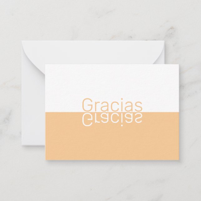 White & Light Orange Modern Spanish Thank You Card (Front)