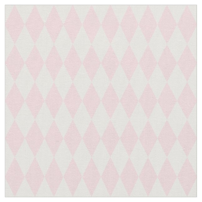 White & Light Pink Harlequin Diamonds Fabric (Close Up)